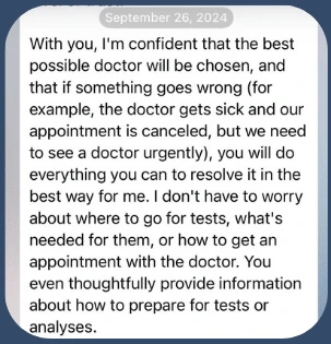 Client review, part 3: with you I'm confident the best possible doctor will be chosen