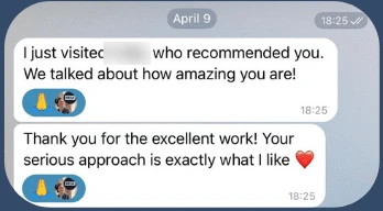 Client message: your serious approach is exactly what I like